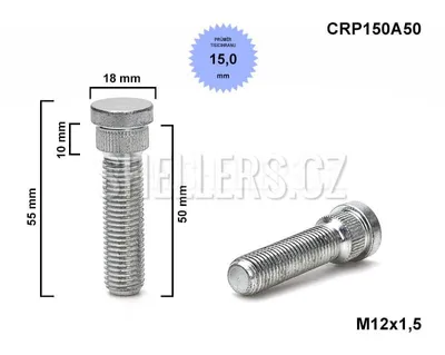 Obrázek produktu pro Kolový svorník - šteft M12x1,5x50 tisícihran průměr 15,0mm (CRP150A50) Mazda