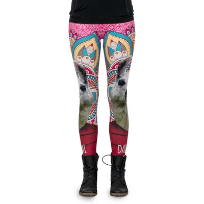 Produktbild von cosey - Bedruckte Lama-Leggings (Einheitsgröße) - Design Dalai Lama