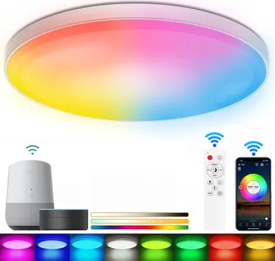 Produktbild von 30W Deckenleuchte LED RGB Dimmbar Deckenlampe mit Fernbedienung APP Steuerung für Wohnzimmer, Schlafzimmer, Küche