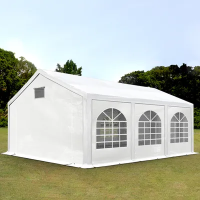 Produktbild von TOOLPORT Partyzelt Festzelt 3x6 m in weiß Professional PE Plane 550 N Wasserdicht UV Schutz mit BODENRAHMEN Gartenzelt