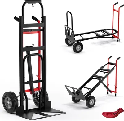 Zdjęcie produktu dla Wózek ręczny 3 w 1, rozkładany, udźwig 450 kg, rama metalowa