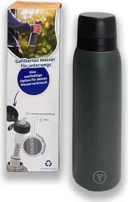 Zdjęcie produktu dla Tappwater BottlePro 740ml czarna butelka wielokrotnego użytku z filtrem do wody