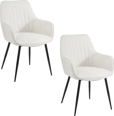 Produktbild von Housecraft Living Maud Esszimmerstuhl mit Armlehne Creme/ Weiß - 2 er Set