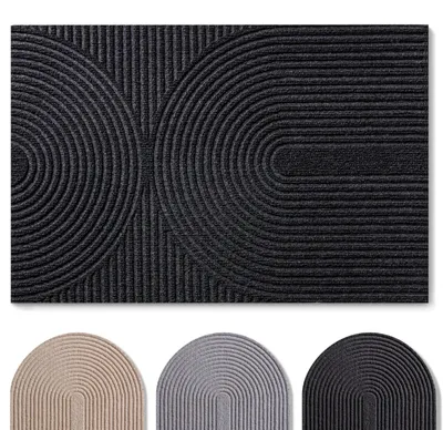 Obrázok produktu pre Podlahová rohož 60x90 cm - protišmyková - pred dvere - polyester - tmavosivá