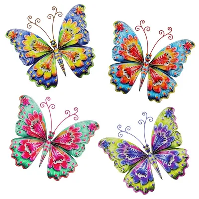 Image de 4 décorations de jardin en métal en forme de papillon, pour intérieur et extérieur