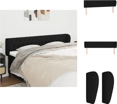 Produktbild von vidaXL Kopfteil mit Ohren Schwarz 203x23x78/88 cm Stoff -  Kopf- & Fußenden