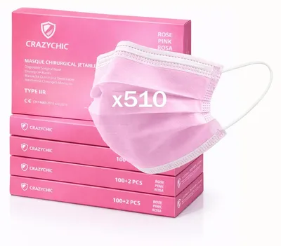 Produktbild von Chirurgisches Maske Typ IIR, rosa, 3-lagig, 510 Stück, medizinischer Mundschutz