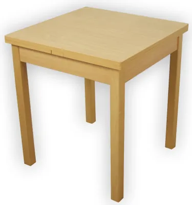 A light wood table with four legs on a white background.