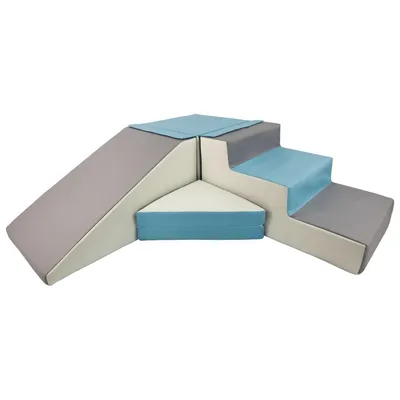 Produktbild von Set mit 4 Schaumstoffblöcken zum Spielen, weiß, hellblau, grau