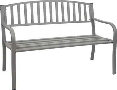 Immagine prodotto di Panchina da giardino HWC-F43, panchina da parco, 2 posti in acciaio verniciato a polvere ~ grigio