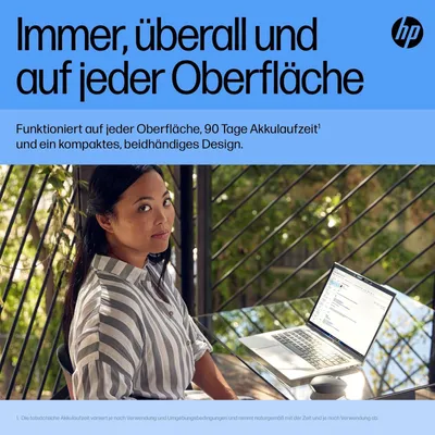 Produktbild von HP 710 Wiederaufladbare geräuschlose Maus, Beidhändig, RF Wireless + Bluetooth, 3000 DPI, Schwarz