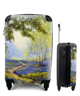 Produktbild von MuchoWow® Koffer Handgepäck Trolley Rollkoffer Kleine Reisekoffer mit 4 Rollen - Gemälde - Natur - Wald - Blumen - Ölfarbe - Cabin Size < 55x40x23 cm & 55x40x20 cm - Fotokoffer - Kabinenkoffer - Boardgepäck - Reise-Box - Reisekoffer - Reisegepäck - Koffer mit Bild - Trolley für Kinder