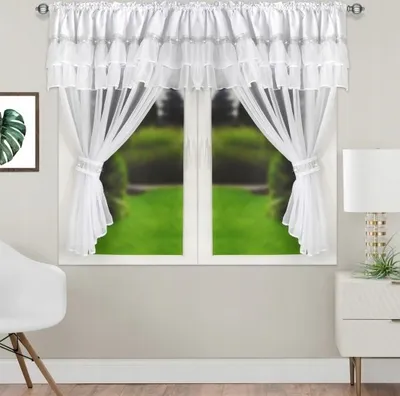 Produktbild von Fasttrade Wunderschöner Voile-Vorhang BxH 400x150 mit Zirkonen und weißen Einsätzen