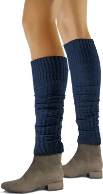 Produktbild von Damen Stulpen SESTO Beinwärmer Beinstulpen Legwärmer Strümpfe Overknees 65cm - Navy - Gestrickt