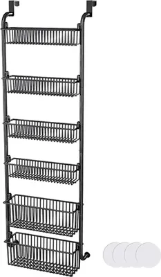 Produktbild von Türhängender Organizer, Robuste Metallkörbe, Platzsparendes Design, schwarz