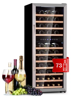 Obrázek produktu pro Klarstein vinotéka, slim, skleněné dveře, 2 zóny, LED, 5-18 °C, 73 lahví