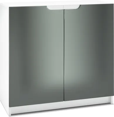 Produktbild von Vladon Sideboard Logan,  Germany, Kommode mit 2 Türen, Weiß matt/Graphit Seidenmatt (82 x 78 x 37 cm)