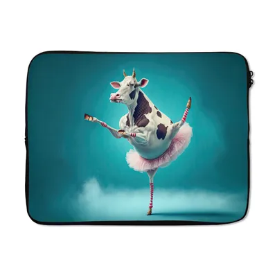 Produktbild von MuchoWow® Laptop Hülle 17 Zoll Laptoptasche Kuh - Ballett - Porträt - Blau - Tiere - Kind - Zipper - Schutzabdeckung