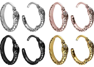 Produktbild von Chirurgenstahl Ohrclicker Creolen SCHLANGE RoséGold Innendurchmesser: 12 mm