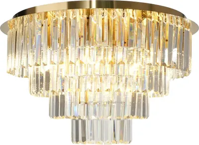 Zdjęcie produktu dla Lampa sufitowa MILANO złoto-przezroczysty 9xE14x40W kryształ wym:36,5x60x60cm IP20 Milagro