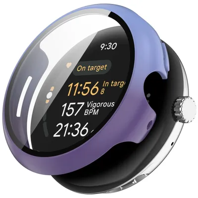 Obrázok produktu pre Pre Google Pixel Watch 3 45mm plastové puzdro PC Smart Watch + ochranné tvrdené sklo modré / fialové