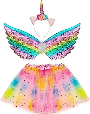 Produktbild von WIDMANN Verkleidung Set Einhorn Tutu Flügel Haarreif mehrfarbig