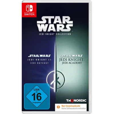 The image shows the front cover of a Nintendo Switch game case for the Star Wars Jedi Knight Collection.