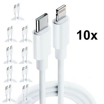 Produktbild von 10 Stück  Apple iPhone Kabel Lightning auf USB-C 1m Ladekabel - Datenkabel BULK