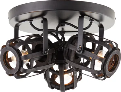 Produktbild von BRILLIANT schwarze Deckenleuchte WOODROW im Nature Style | Bambus Strahler Rondell mit schwenkbaren Köpfen | 34cm Durchmesser 3x E14 Fassung max. 42 Watt | Metall/Bambus