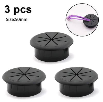 Produktbild von 3er-Pack Kabeldurchführung Schreibtisch, Kabelmanagement Tisch, 50mm und 60mm, ABS schwarz