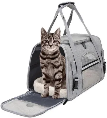 Productafbeelding van SVGCommerce - Cat Transport Bag - Opvouwbare Transportbox - Ideaal voor Reizen - Grijs - Draagtas voor Katten en Kleine Honden - Geschikt voor Huisdie