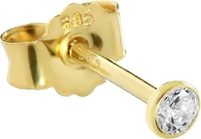 Produktbild von Single Ohrstecker Echt Gold 585er 2,5mm Cubic Zirkonia Damen Herren Kinder 1748
