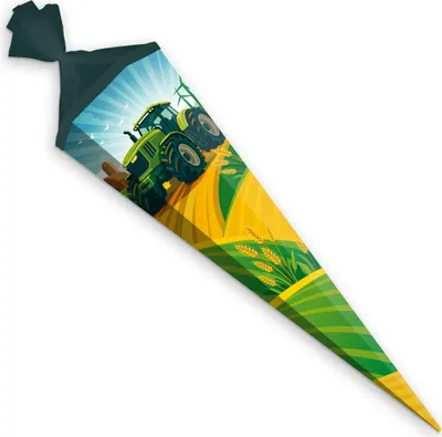 Produktbild von itenga Schultüte 85cm eckig Traktor TURBO TRAK Zuckertüte Tüllverschluss