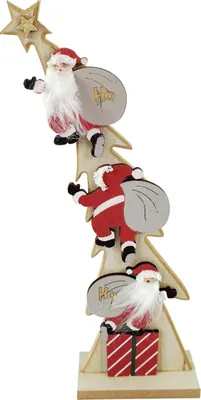 Produktbild von TrendLine Dekofigur Holz Tannenbaum Weihnachtsmänner 47 x 40 x 34 cm mehrfarbig