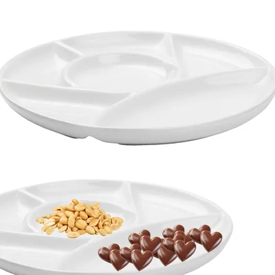 Zdjęcie produktu dla Talerz Porcelanowy 23Cm Dzielony Półmisek Na Przekąski Przystawki Sosy