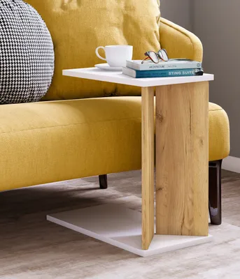 Produktbild von VCM Holz Beistelltisch | Couchtisch schlicht | Maße ca. H. 49 x B. 25 x T. 50 cm | Wohnzimmertisch mit zwei Fächern | Kaffeetisch - Nachto M