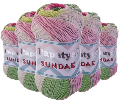 Produktbild von Papatya Sundae Farbverlaufsgarn 5x100g Strickgarn Häkelgarn Sommerwolle