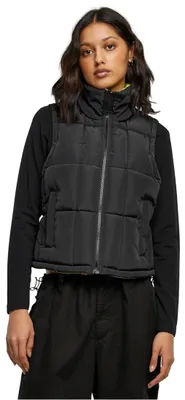Productafbeelding van Urban Classics dames vest, dames, omkeerbaar, cropped, gewatteerd, zwart/ijsblauw