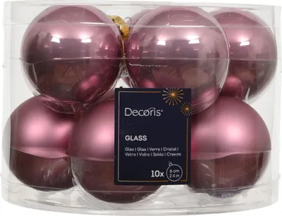 Weihnachtskugeln Glas 6cm x 10 Stück - Vintagerosa