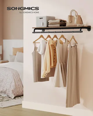 Produktbild von SONGMICS Wandgarderobe, Garderobe, Gesamtbelastbarkeit 60 kg, 28 x 109 x 13,2 cm, KI-generiertes Bild