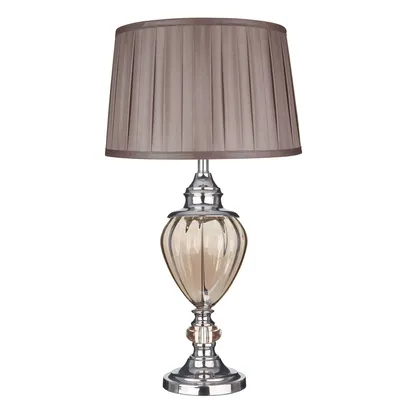 Immagine prodotto di Lampada Da Scrivania Contemporanea Greyson Acciaio Cromo Vetro Ambra 1 Luce E27