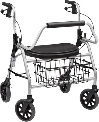 Produktbild von Rollator XXL mit Rückenbügel, Sitz,Korb,PU, maximal 200Kg,silber>>>>