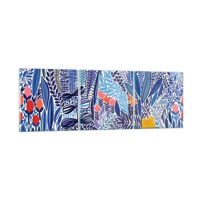 Produktbild von Bilder auf glas - Blumen Blätter Illustration Tropen - 150x50cm - Glasbilder - Wandbilder - Kunstdruck - Wanddekoration aus Glas - Glas Bilder - Wandbild auf Glas - GCA150x50-2944
