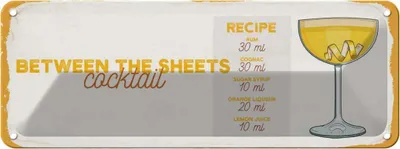 Produktbild von vianmo Blechschild 10x27 cm Between the Sheets Cocktail Recipe