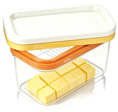 Butterdose mit Messer und Deckel, rechteckig, 16x9,5x11 cm