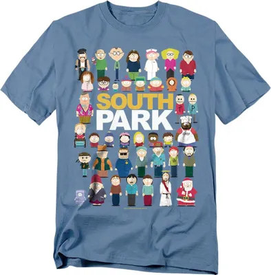 Obrázok produktu pre South Park - Tričko s nápisom "Full Cast" pre mužov/ženy Uni TV20710 (3XL) (Carolina Blau)