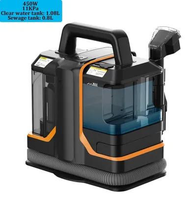 Image de Nettoyeur de tapis et de taches - Appareil à main 450 W 11 kPa - Aspirateur-laveur pour voiture, canapé, tapis, poils d'animaux - Réservoir d'eau propre de 1,08 l - Prise UE 220-240 V, 450 W, 11 kPa