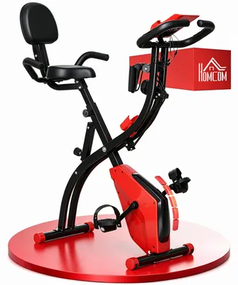 Productafbeelding van HOMCOM Hometrainer X-Bike, fietstraining, LCD-display, opvouwbaar, rood