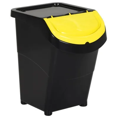 Immagine prodotto di Cestini per Rifiuti Impilabili con Coperchi 3pz Neri PP 120L