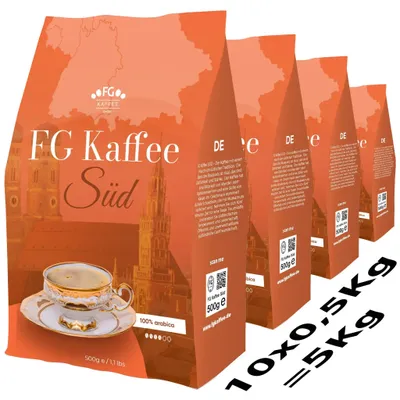Produktbild von FG Kaffee SÜD Kaffeebohnen 100% Arabica 10x500g